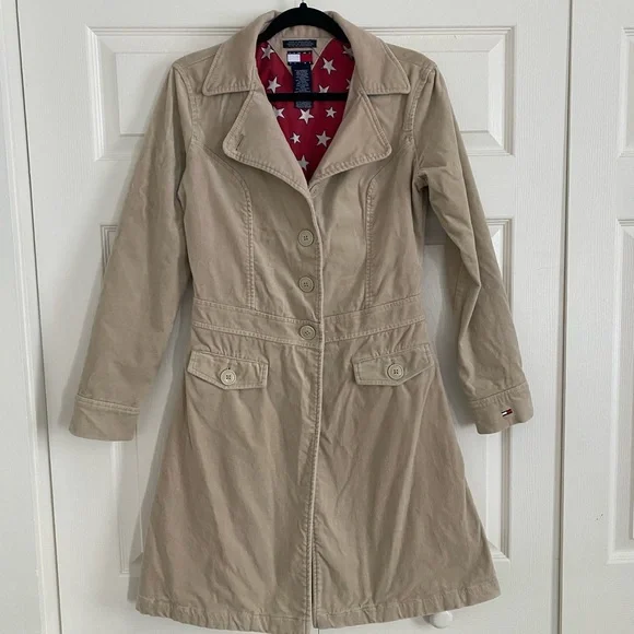 Tommy Girl Jeans Long Beige Coat - Picture 1 of 7